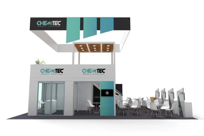 4x3 2-Story Portable Shell Scheme Trade Show Booth with Display Counter Free Design for Exhibition Events